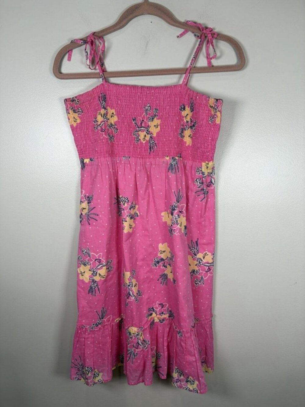 Lilly Pulitzer Girls Smocked Dress Size Medium Pink Floral Flowers